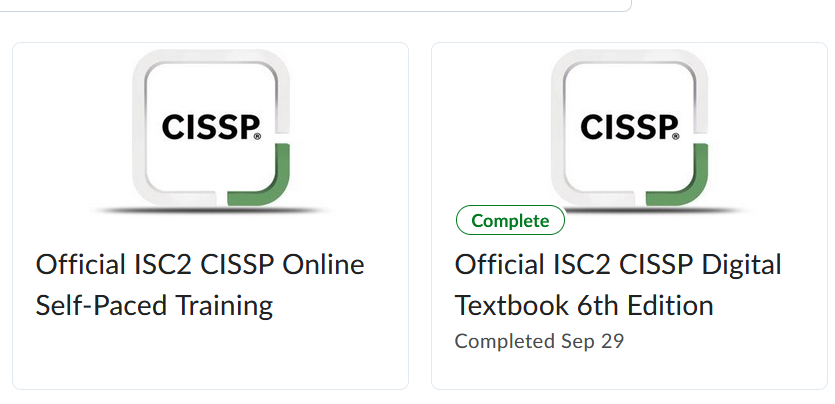 screen shot ISC2 self paced training
