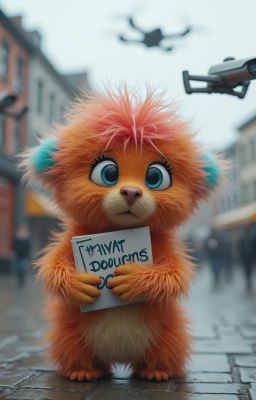 Cute furry creature holding private documents