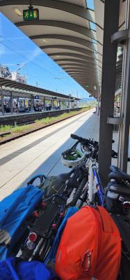 Photo of a station with bike in the foreground